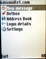 j2me sms midlet hlavní menu